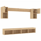 Mobili TV a Muro con LED 6pz Rovere Sonoma Legno Multistrato
