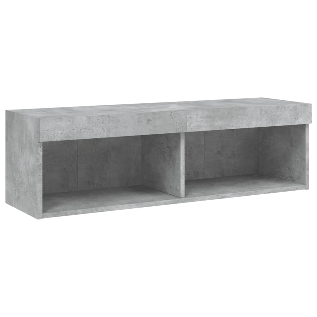 Mobili TV a Muro con LED 6pz Grigio Cemento Legno Multistrato