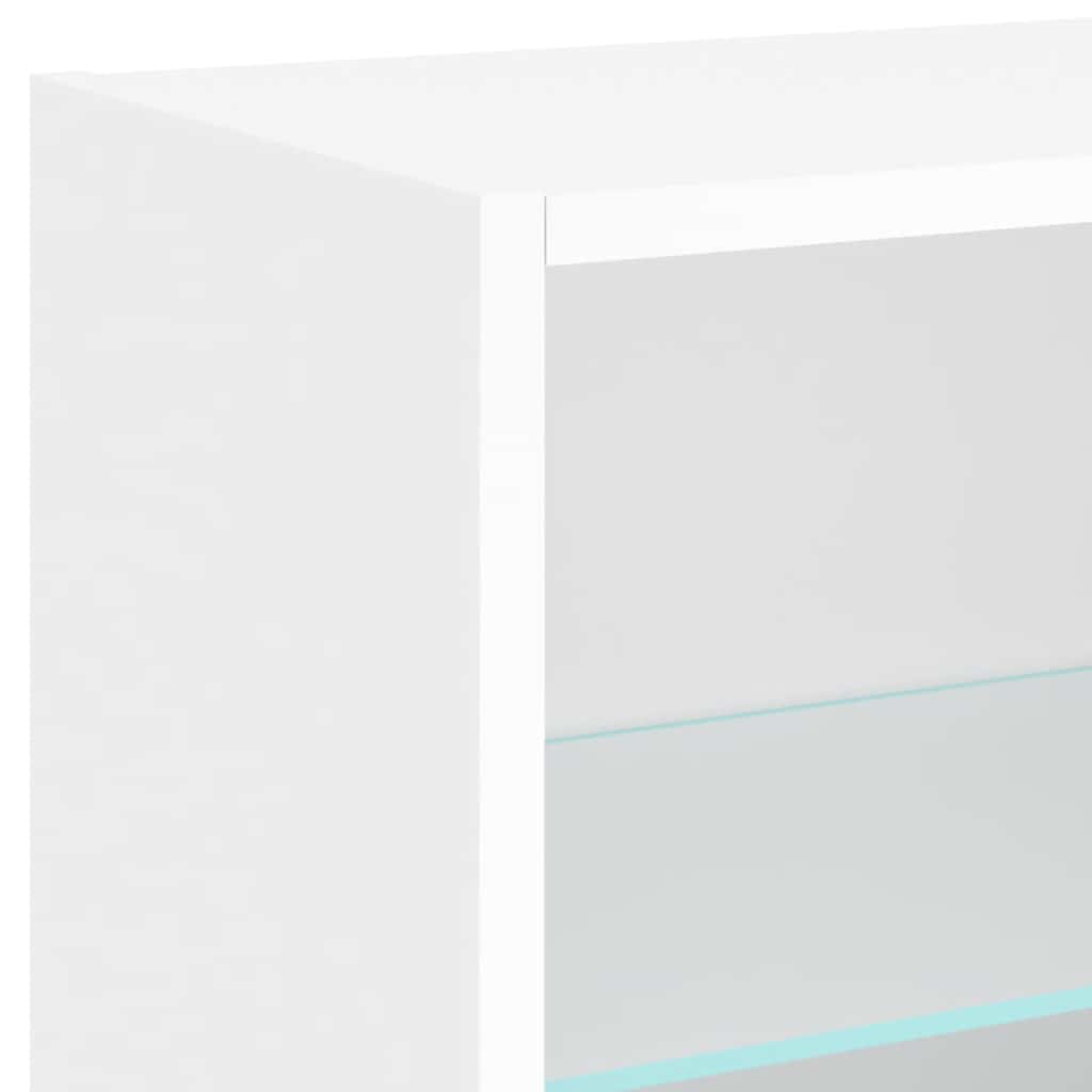 Mobili TV a Muro con LED 5pz Bianchi in Legno Multistrato