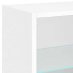 Mobili TV a Muro con LED 5pz Bianchi in Legno Multistrato