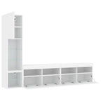Mobili TV a Muro con LED 4pz Bianchi in Legno Multistrato
