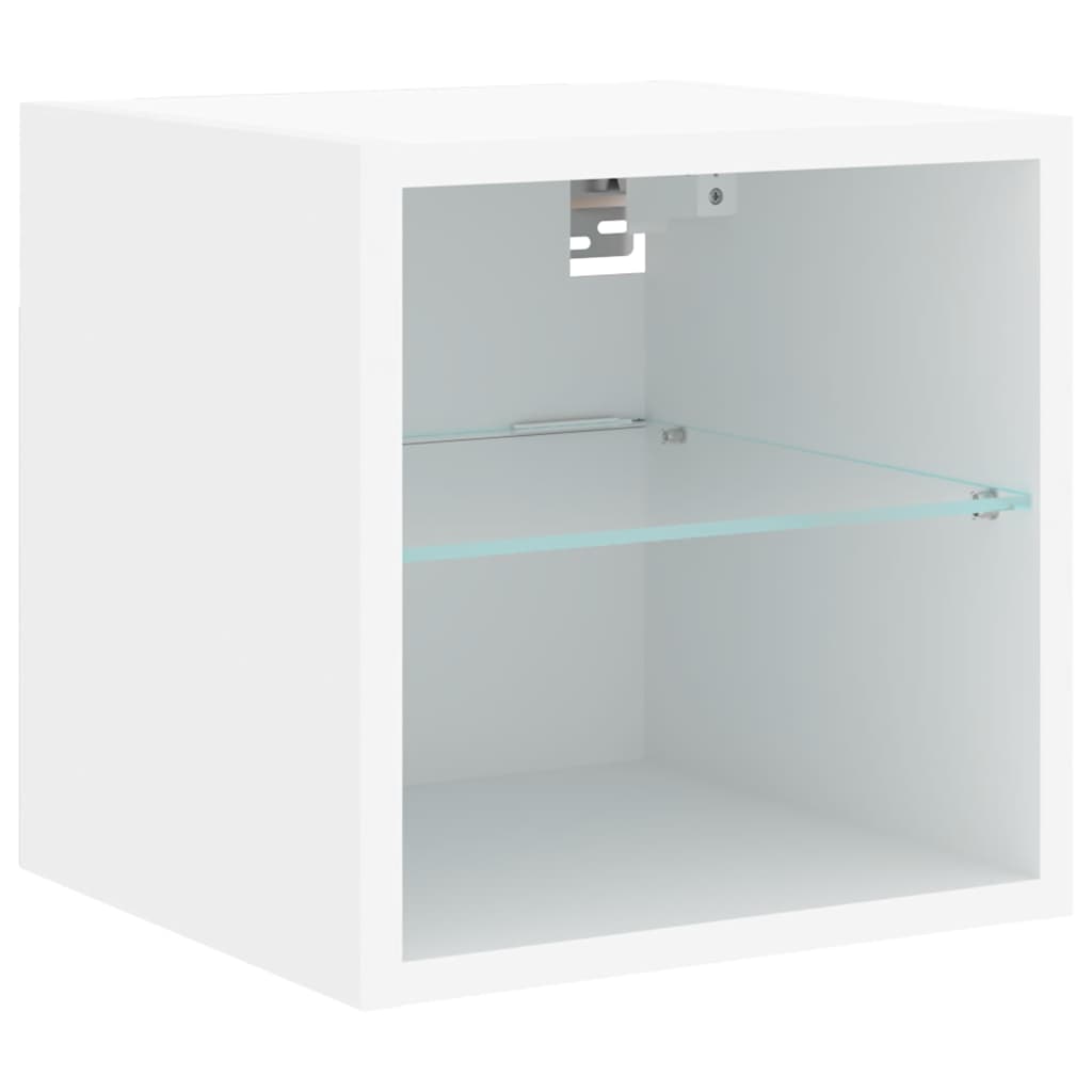 Mobili TV a Muro con LED 4pz Bianchi in Legno Multistrato