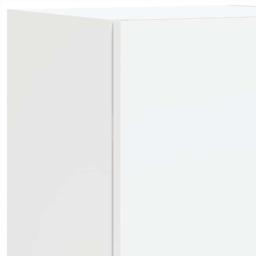 Mobili TV a Muro con LED 4pz Bianchi in Legno Multistrato