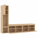 Mobili TV a Muro con LED 4pz Rovere Sonoma Legno Multistrato