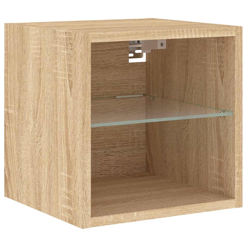 Mobili TV a Muro con LED 4pz Rovere Sonoma Legno Multistrato