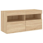 Mobili TV a Muro con LED 4pz Rovere Sonoma Legno Multistrato