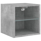 Mobili TV a Muro con LED 4pz Grigio Cemento Legno Multistrato