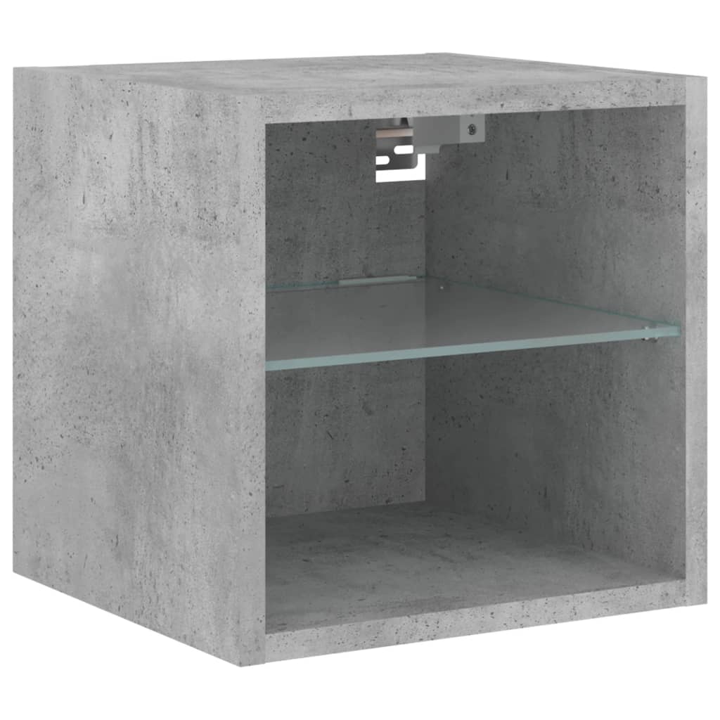 Mobili TV a Muro con LED 4pz Grigio Cemento Legno Multistrato