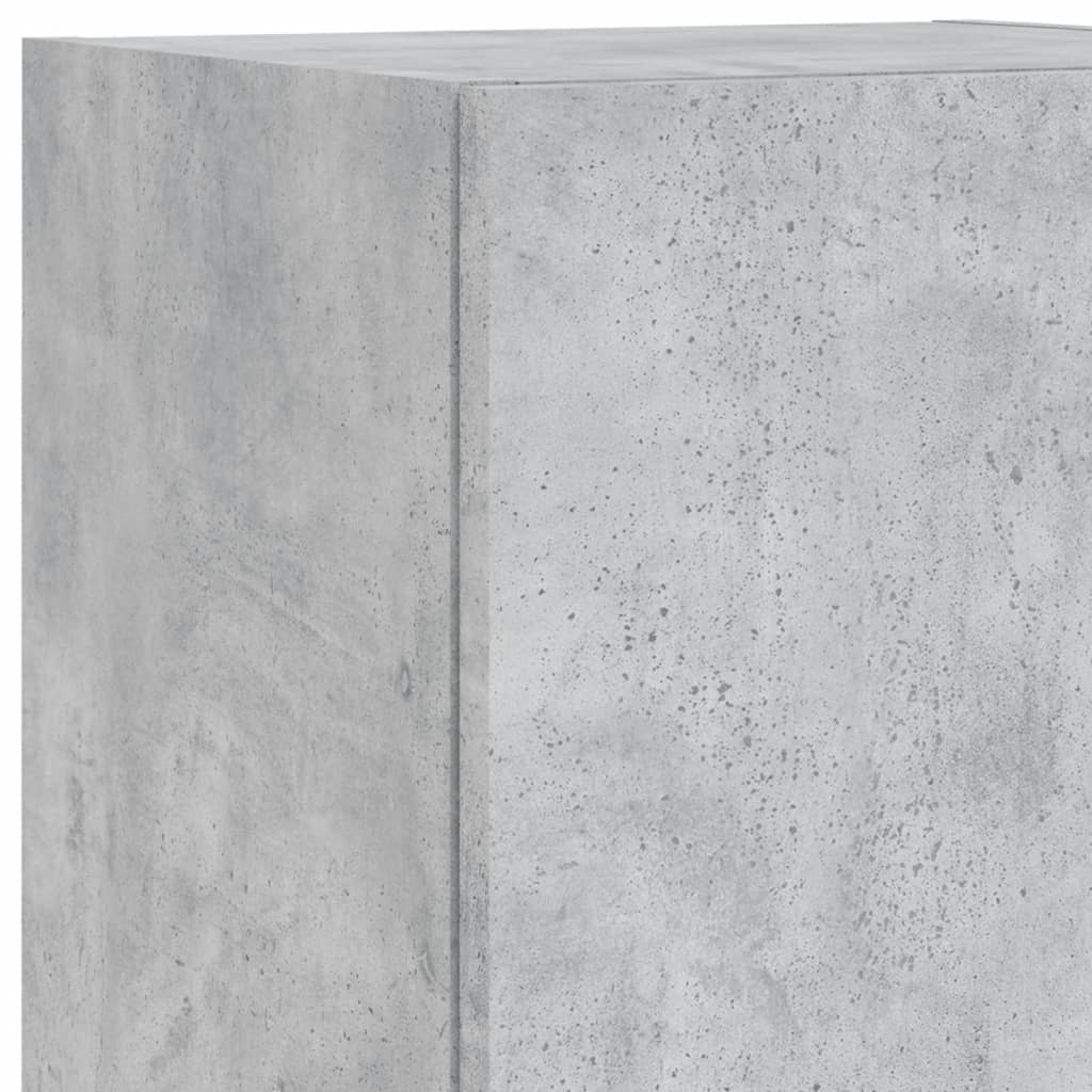 Mobili TV a Muro con LED 4pz Grigio Cemento Legno Multistrato