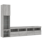 Mobili TV a Muro con LED 4pz Grigio Sonoma in Legno Multistrato