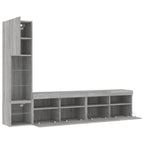 Mobili TV a Muro con LED 4pz Grigio Sonoma in Legno Multistrato