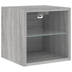 Mobili TV a Muro con LED 4pz Grigio Sonoma in Legno Multistrato