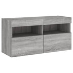 Mobili TV a Muro con LED 4pz Grigio Sonoma in Legno Multistrato