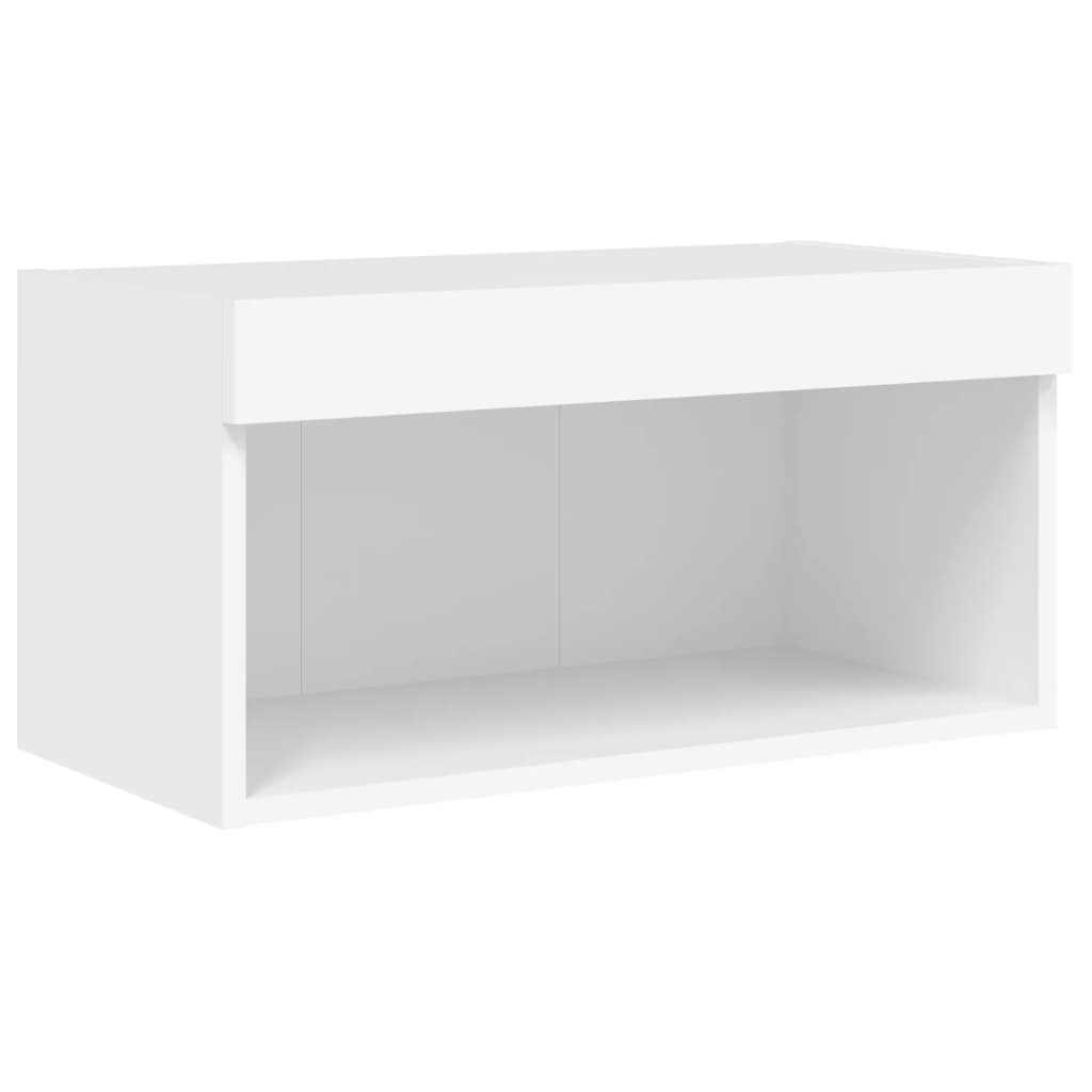 Mobili TV a Muro con LED 5pz Bianchi in Legno Multistrato
