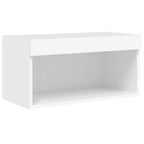 Mobili TV a Muro con LED 5pz Bianchi in Legno Multistrato