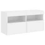 Mobili TV a Muro con LED 5pz Bianchi in Legno Multistrato
