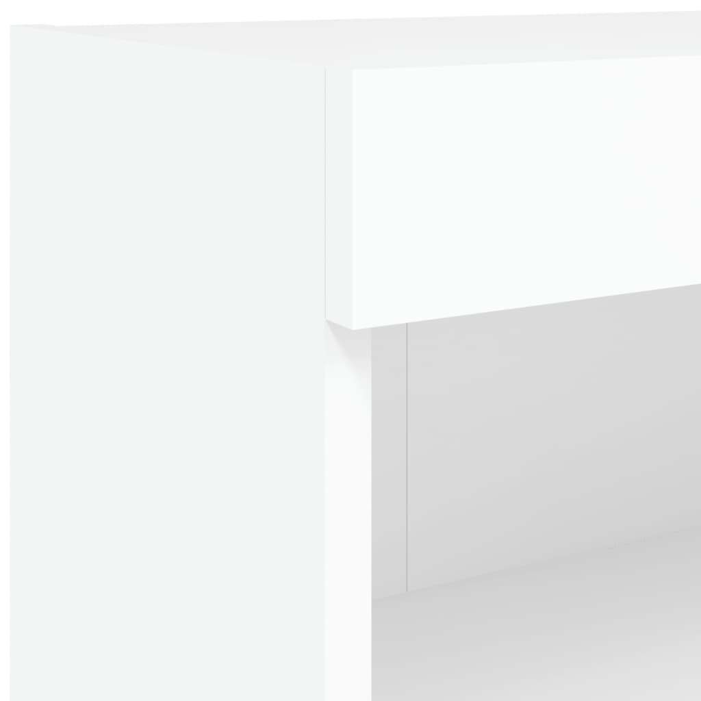 Mobili TV a Muro con LED 5pz Bianchi in Legno Multistrato