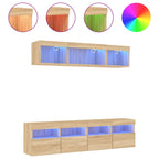 Mobili TV a Muro con LED 5pz Rovere Sonoma Legno Multistrato