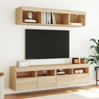 Mobili TV a Muro con LED 5pz Rovere Sonoma Legno Multistrato