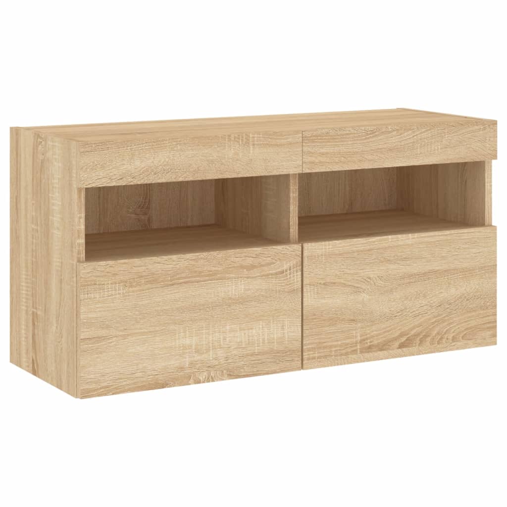 Mobili TV a Muro con LED 5pz Rovere Sonoma Legno Multistrato