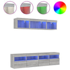 Mobili TV a Muro con LED 5pz Grigio Sonoma in Legno Multistrato