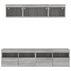 Mobili TV a Muro con LED 5pz Grigio Sonoma in Legno Multistrato