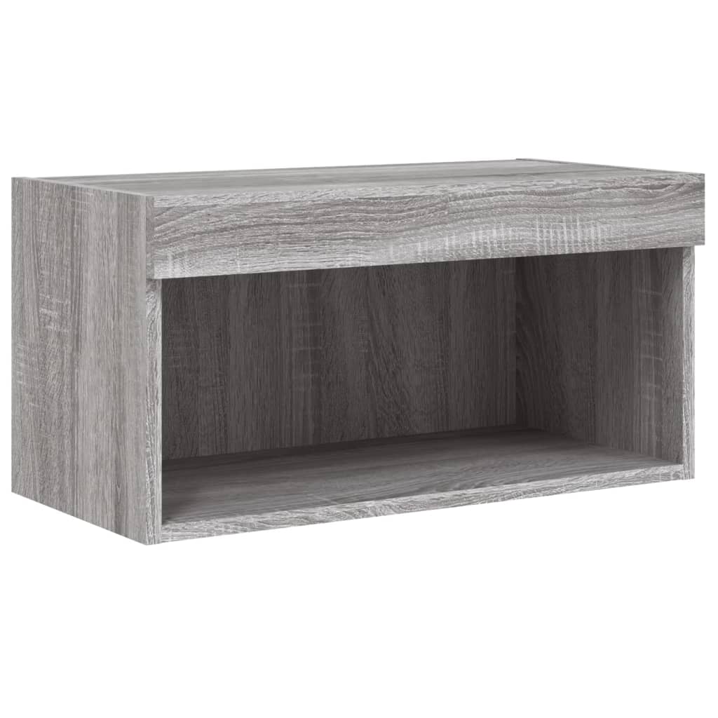 Mobili TV a Muro con LED 5pz Grigio Sonoma in Legno Multistrato