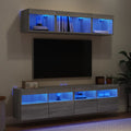 Mobili TV a Muro con LED 5pz Grigio Sonoma in Legno Multistrato