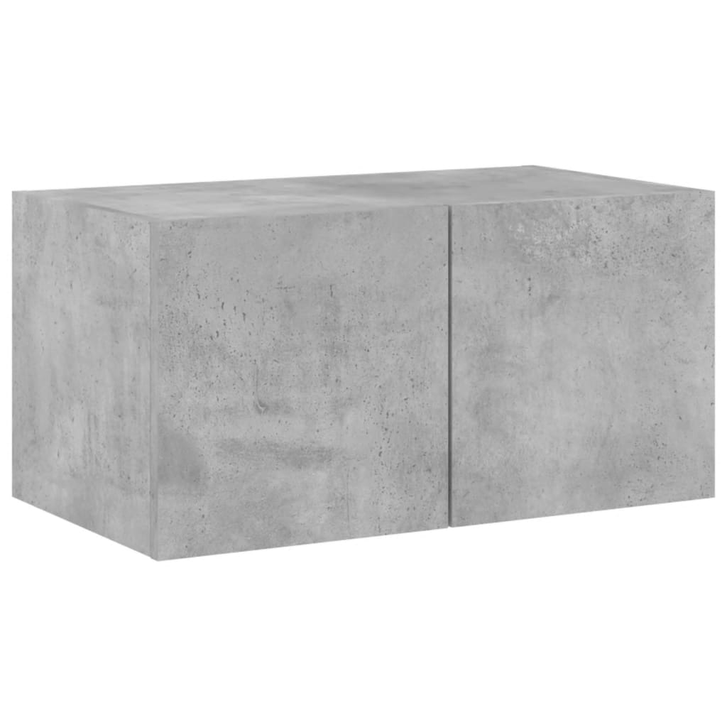 Mobili TV a Muro con LED 5pz Grigio Cemento Legno Multistrato
