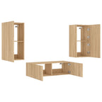 Mobili TV a Muro 3pz con Luci LED Rovere Sonoma