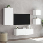 Mobili TV a Muro 4pz con Luci LED Bianchi
