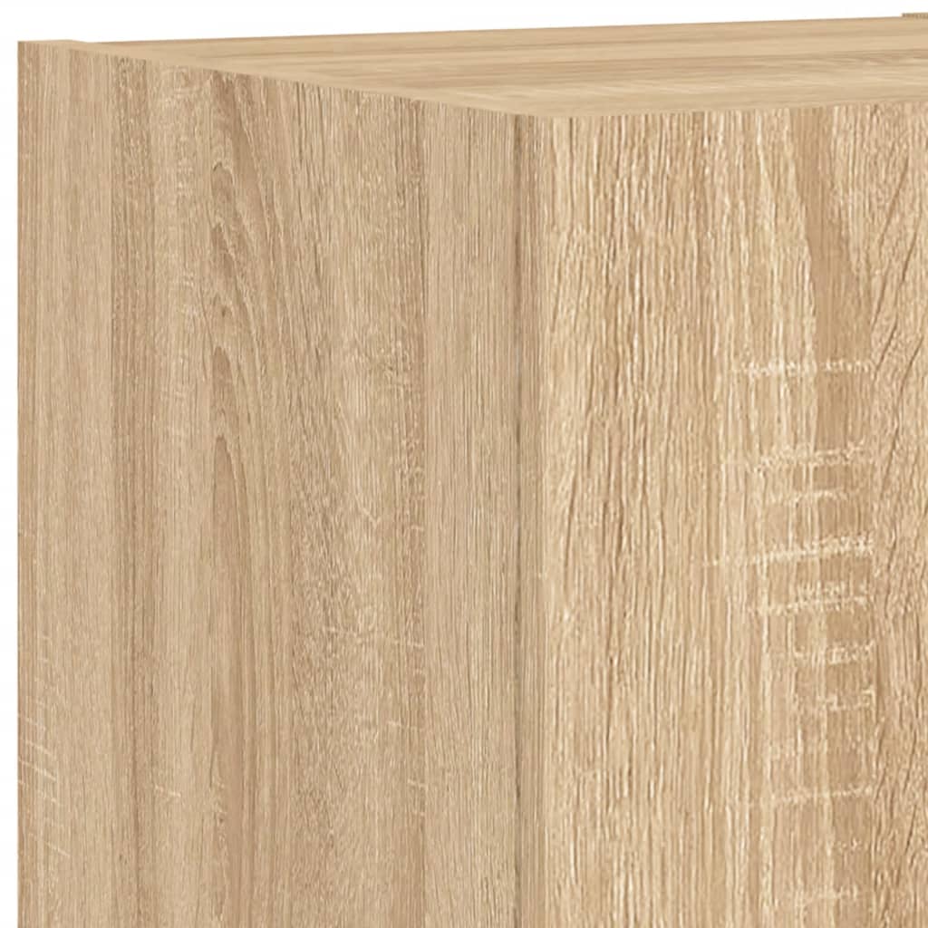 Mobili TV a Muro 4pz con Luci LED Rovere Sonoma