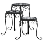 Supporti per Piante 3 pz Nero e Bianco in Ceramica