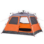 Tenda a Cupola 4 Persone Grigio e Arancione a Rilascio Rapido