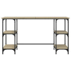 Scrivania Rovere Sonoma 140x50x75cm Metallo e Legno Multistrato