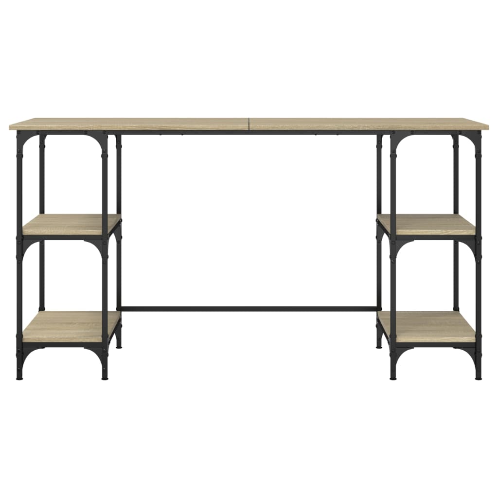 Scrivania Rovere Sonoma 140x50x75cm Metallo e Legno Multistrato