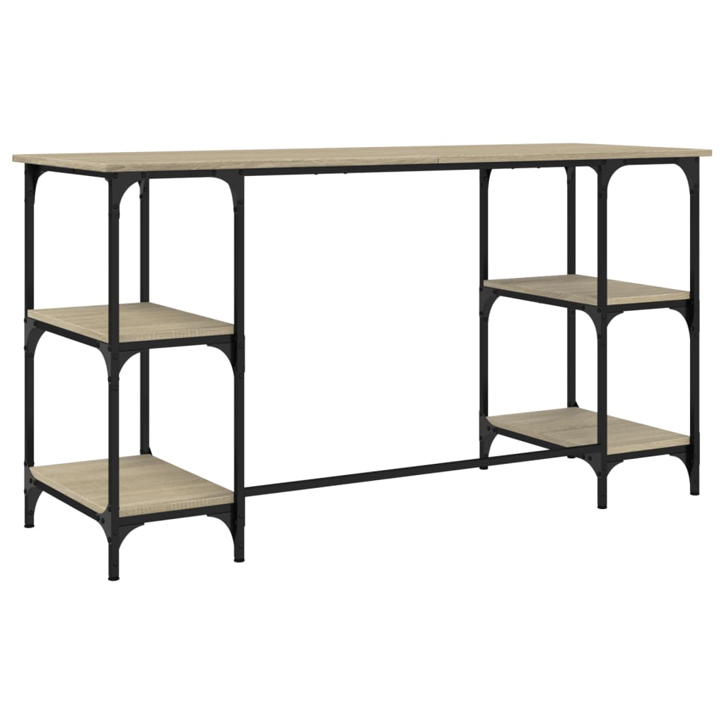 Scrivania Rovere Sonoma 140x50x75cm Metallo e Legno Multistrato