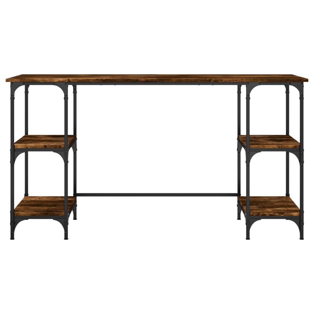 Scrivania Rovere Fumo 140x50x75 cm Metallo e Legno Multistrato