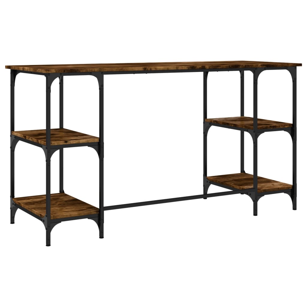 Scrivania Rovere Fumo 140x50x75 cm Metallo e Legno Multistrato