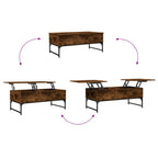 Tavolino Salotto Rovere Fumo 100x50x40cm Multistrato e Metallo