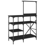 Mobile da Cucina Nero 90x40x132 cm Legno Multistrato e Metallo