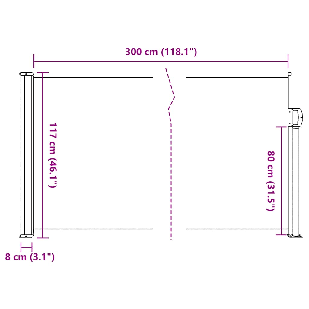 Tenda da Sole Laterale Retrattile Verde Scuro 117x300 cm