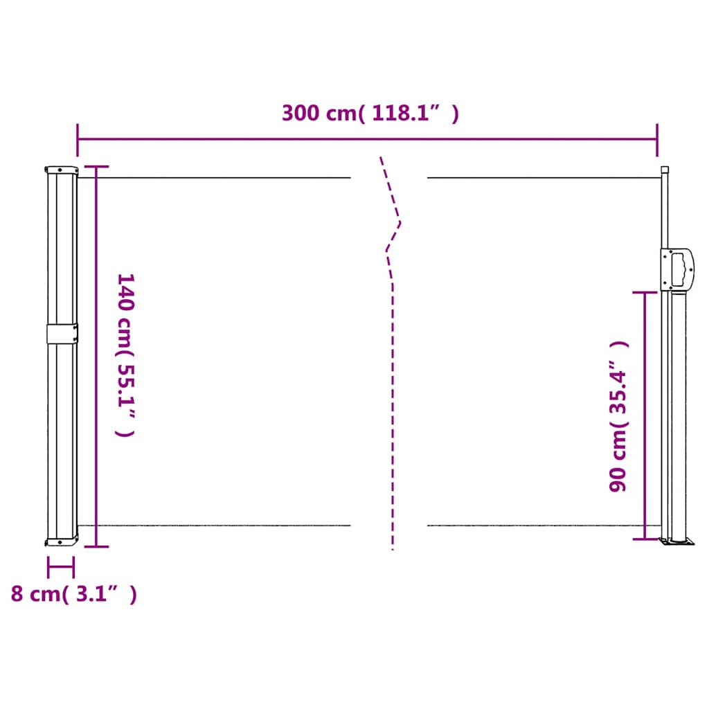Tenda da sole laterale retrattile antracite 140x300 cm