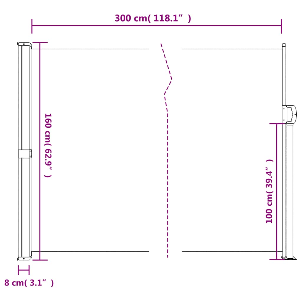Tenda da Sole Laterale Retrattile Crema 160x300 cm