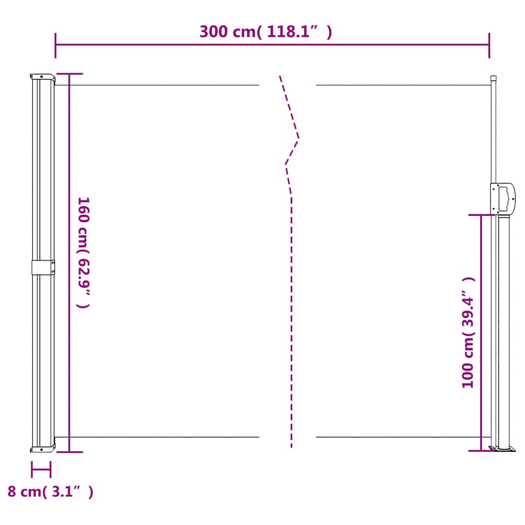 Tenda da Sole Laterale Retrattile Beige 160x300 cm