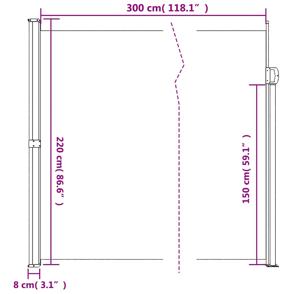 Tenda da Sole Laterale Retrattile Marrone 220x300 cm