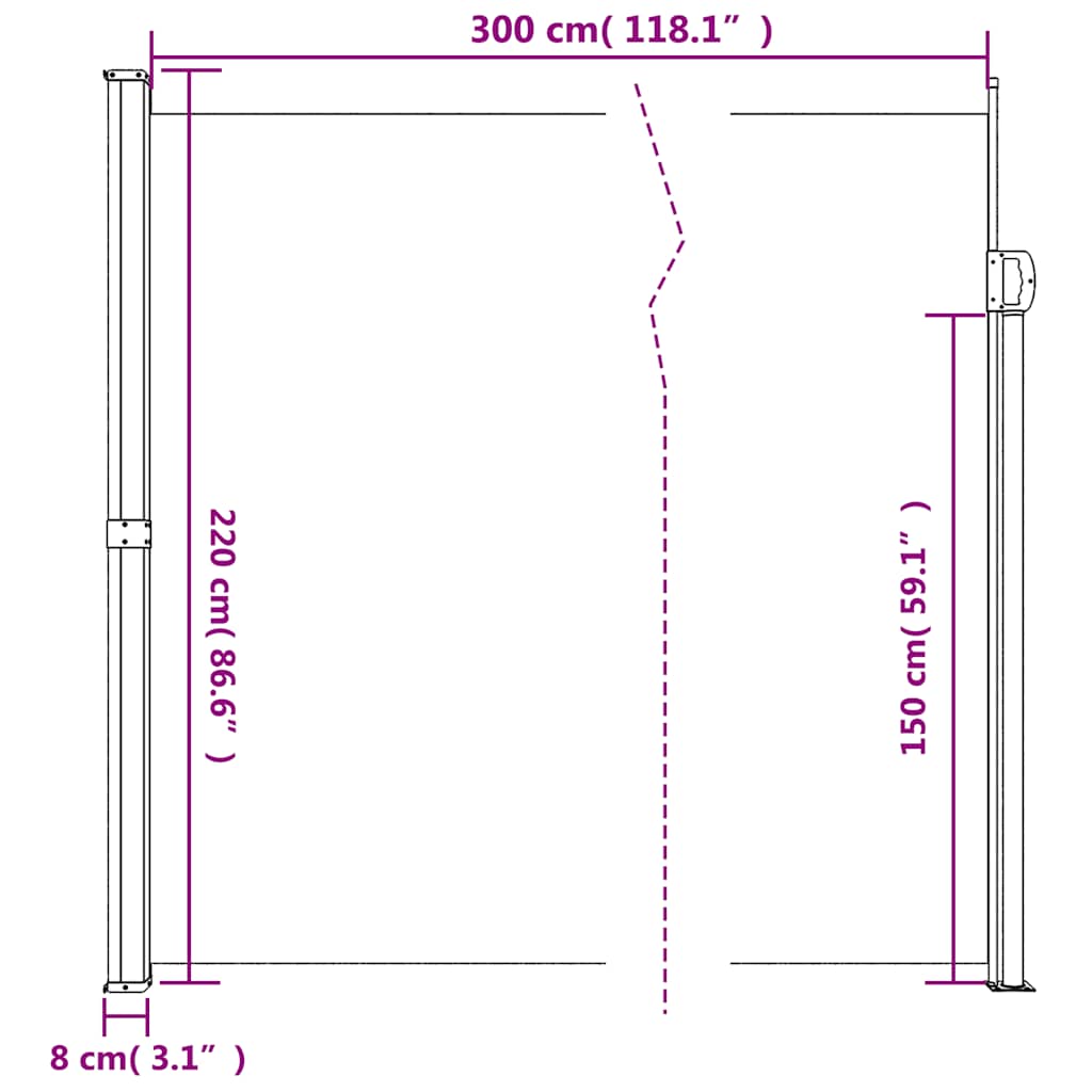 Tenda da Sole Laterale Retrattile Bianco 220x300 cm