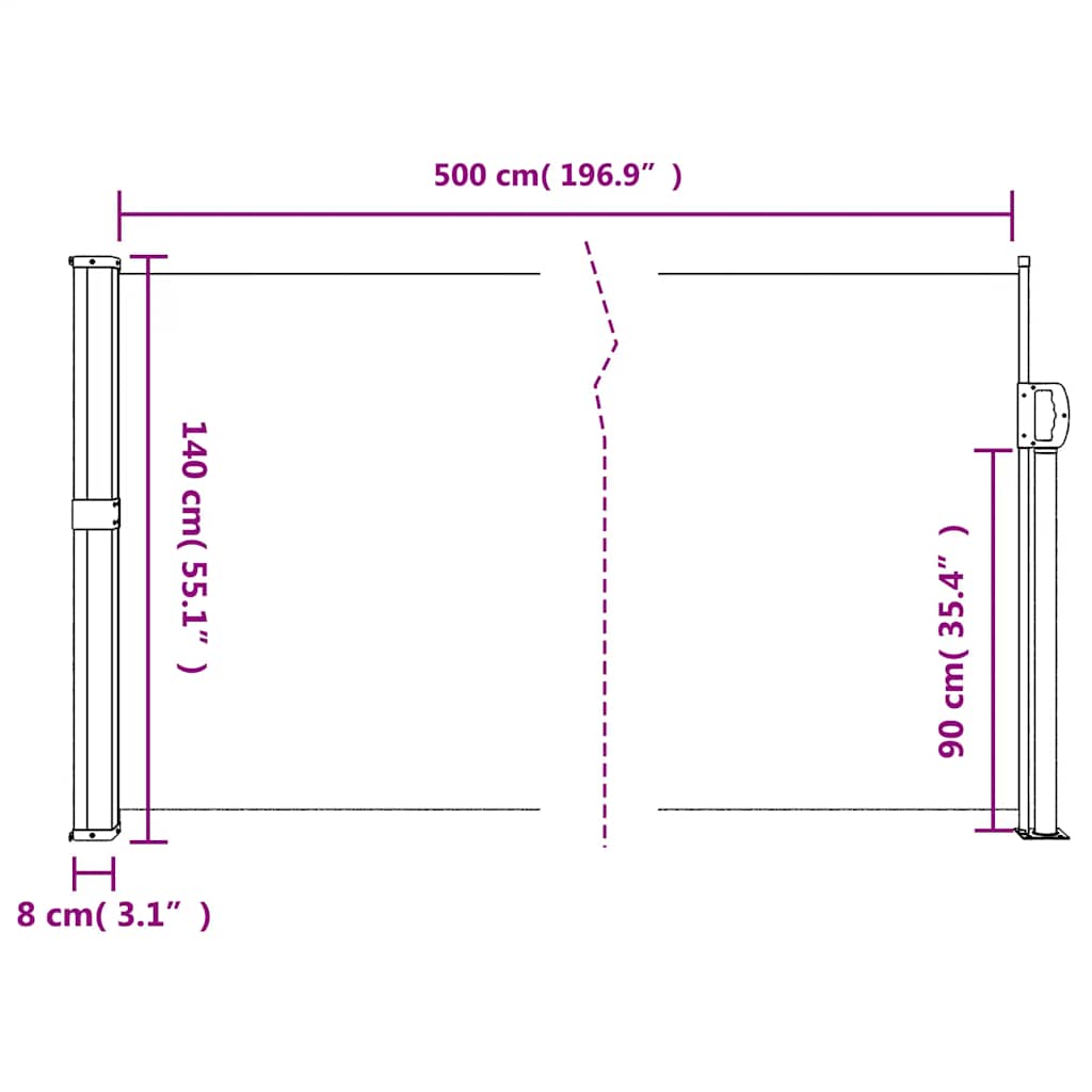 Tenda da sole laterale retrattile antracite 140x500 cm