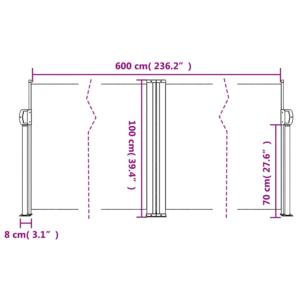 Tenda da Sole Laterale Retrattile Rossa 100x600 cm