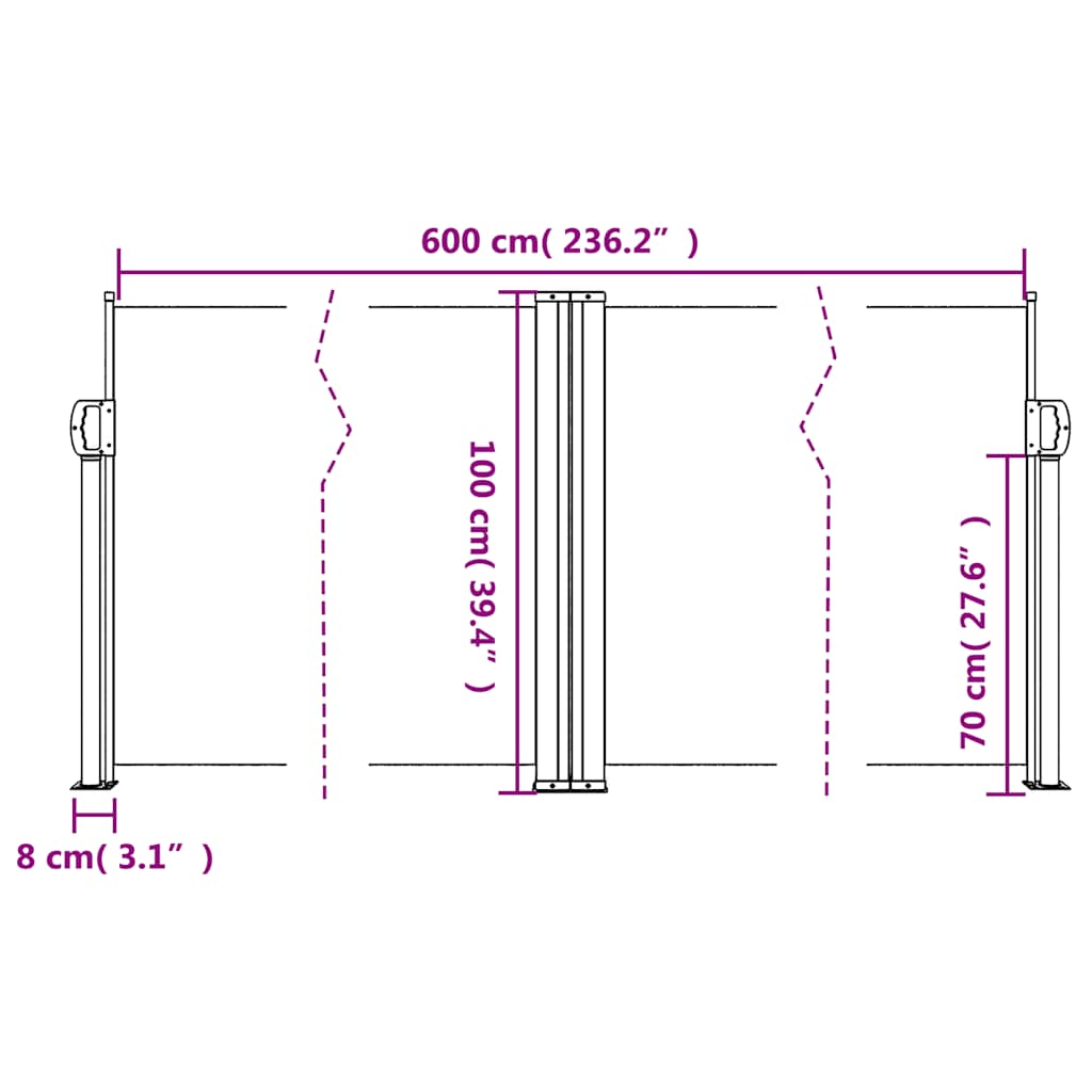 Tenda da Sole Laterale Retrattile Beige 100x600 cm